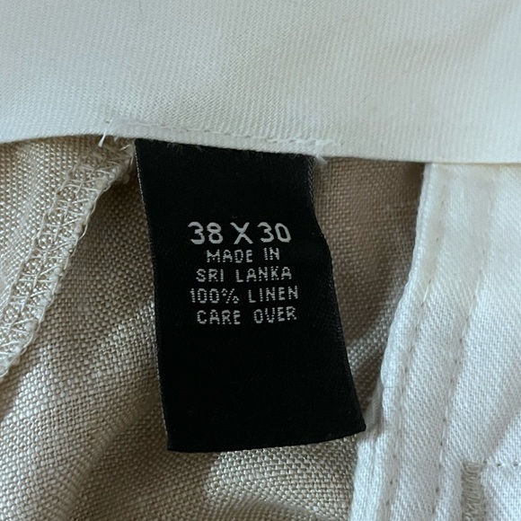 Jos A Bank Mens 38x30  Beige Linen Pleated Cuffed Casual Dress Pants - Picture 6 of 6